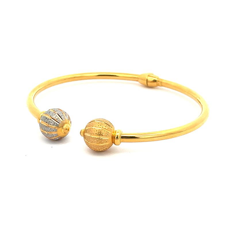 Delicate two tone  Bangle Bracelet in 22K Gold